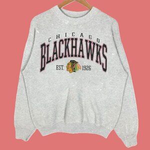 Vtg Chicago Blackhawks Hockey Sweatshirt, Retro 90s NHL Blackhawks Shirt tee